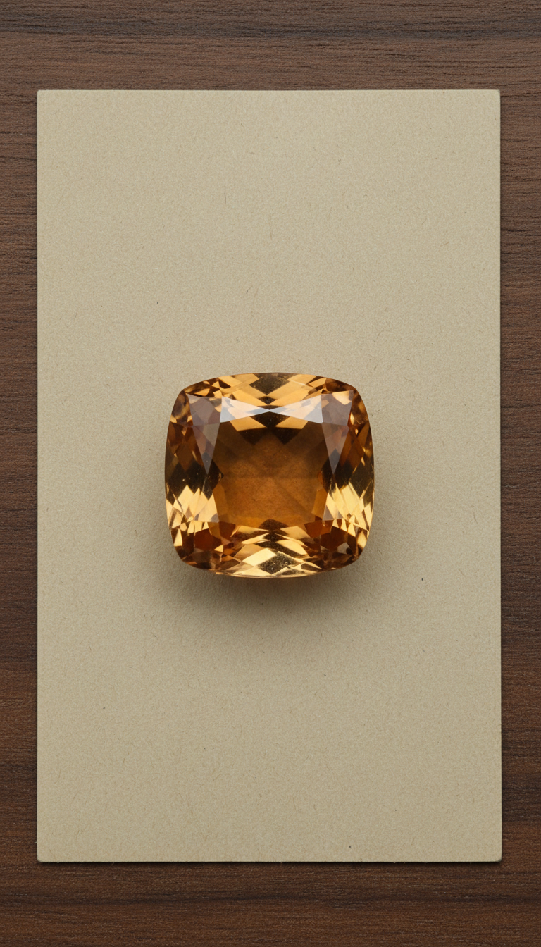 Antique Cut Citrine Cushion Gemstone